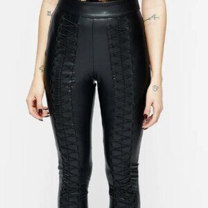 Disturbia Vagabond Lace Up PU Leggings - Size US 10